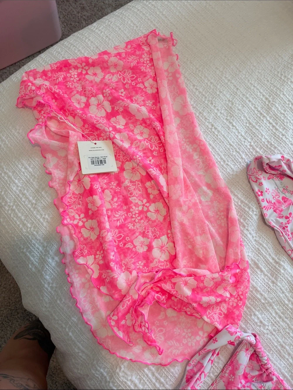Kulani Kinis Hot Pink Floral Bikini Set with Sarong
